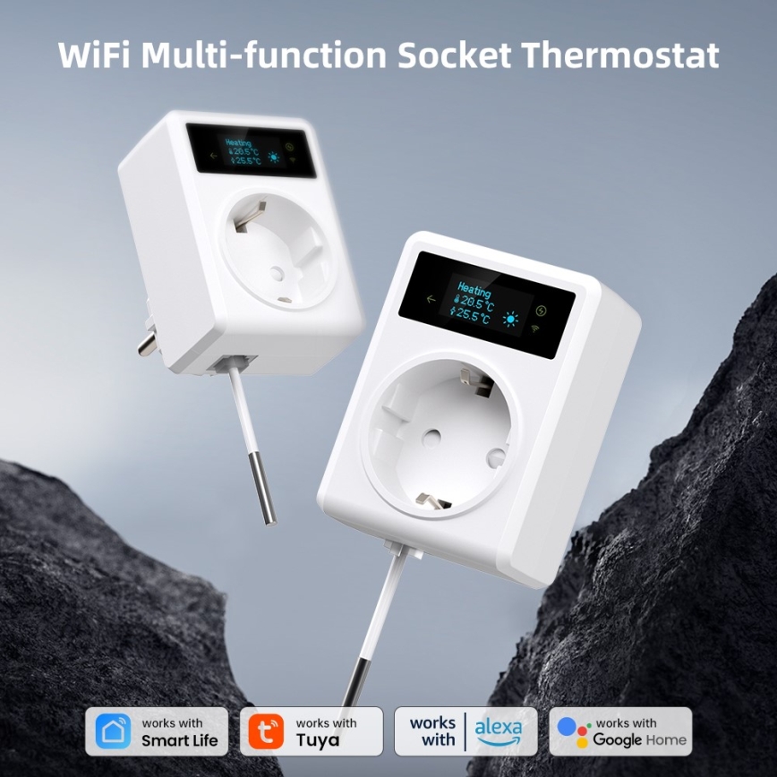 Immax NEO 07811L - Viedā kontaktligzda ar termometru F 3680W Wi-Fi