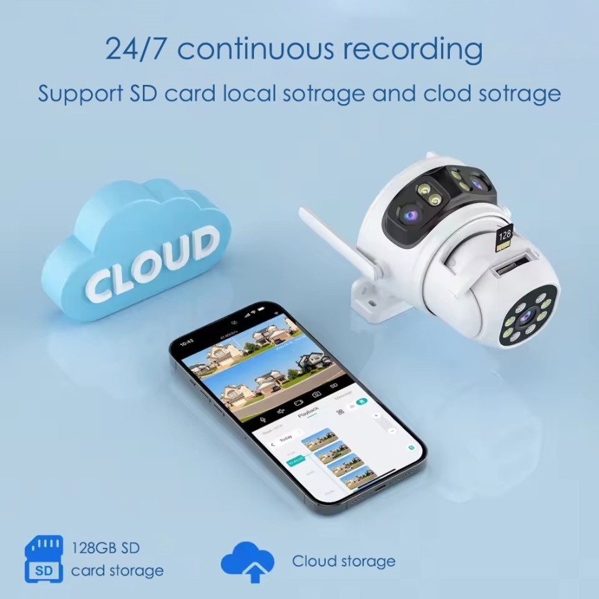 Immax NEO 07823L - Viedā āra kamera ar 2MP+2MP+2MP sensoriem, 5V, Tuya Wi-Fi