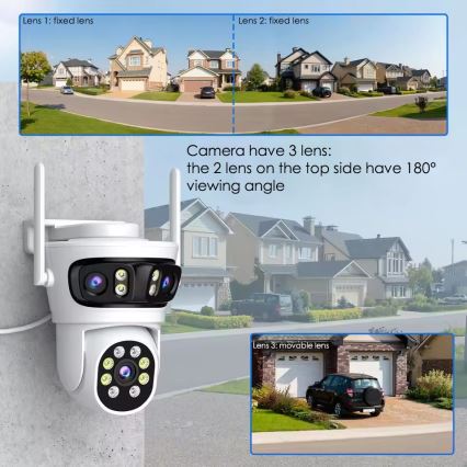 Immax NEO 07823L - Viedā āra kamera ar 2MP+2MP+2MP sensoriem, 5V, Tuya Wi-Fi