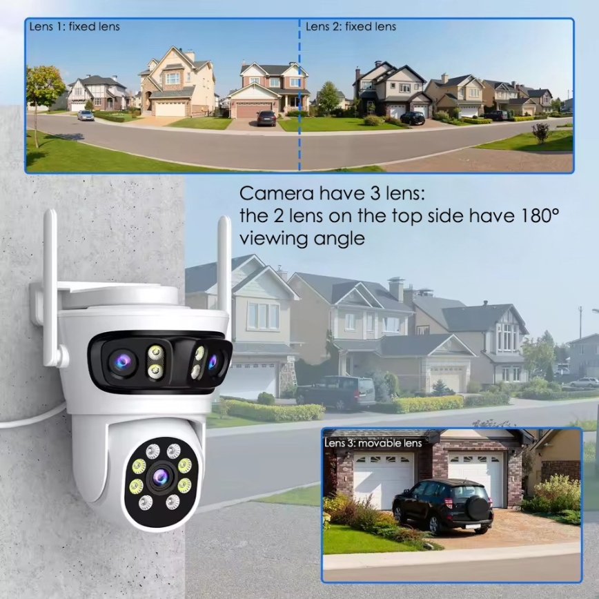 Immax NEO 07823L - Viedā āra kamera ar 2MP+2MP+2MP sensoriem, 5V, Tuya Wi-Fi