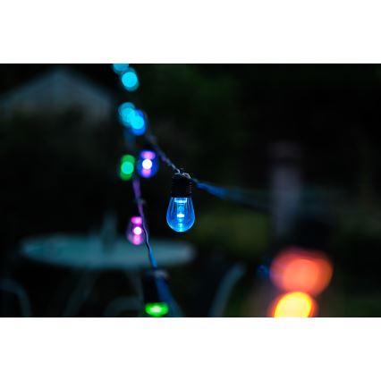 LED RGB+CCT Aptumšojama āra virtene GARLAND 15xLED/1W/230V 15m Wi-Fi Tuya IP65 + tālvadības pults