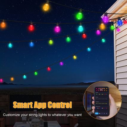 LED RGB+CCT Aptumšojama āra virtene GARLAND 15xLED/1W/230V 15m Wi-Fi Tuya IP65 + tālvadības pults