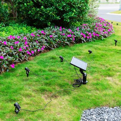 Immax NEO 07903L - LED RGB Aptumšojama saules enerģijas lampa REFLECTORES 4xLED/1W/5,5V IP65 Tuya