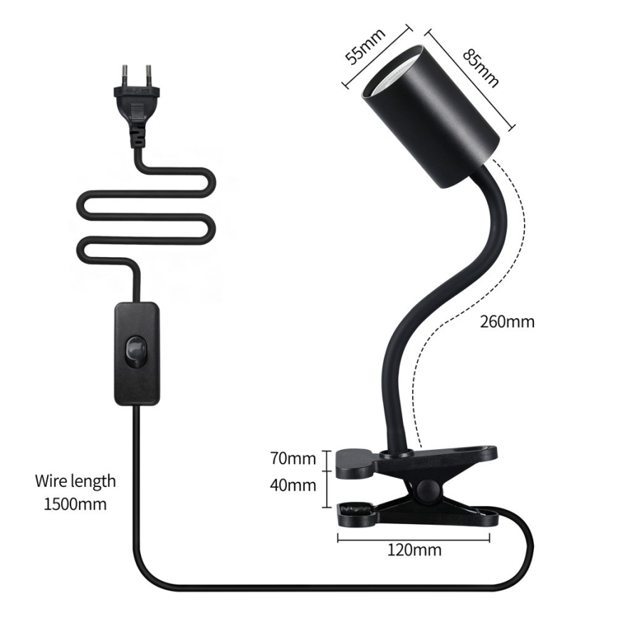 Immax NEO 08293L - Elastīga lampa ar skavu PUNTO 1xGU10/9W/230V melna