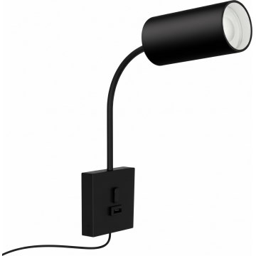 Immax NEO 08295L - Sienas lampa ar USB PUNTO 1xGU10/9W/230V melna