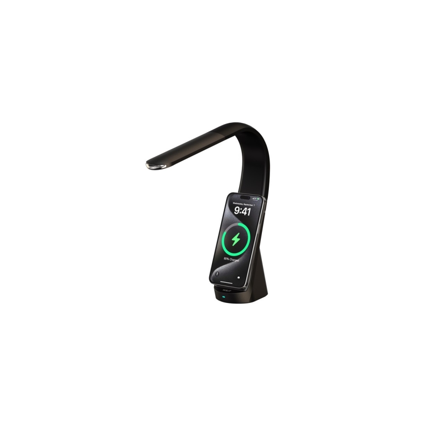 Immax NEO 09110L - LED galda lampa ar regulējamu spilgtumu un bezvadu uzlādi MAGIC LED/5W/230V melna
