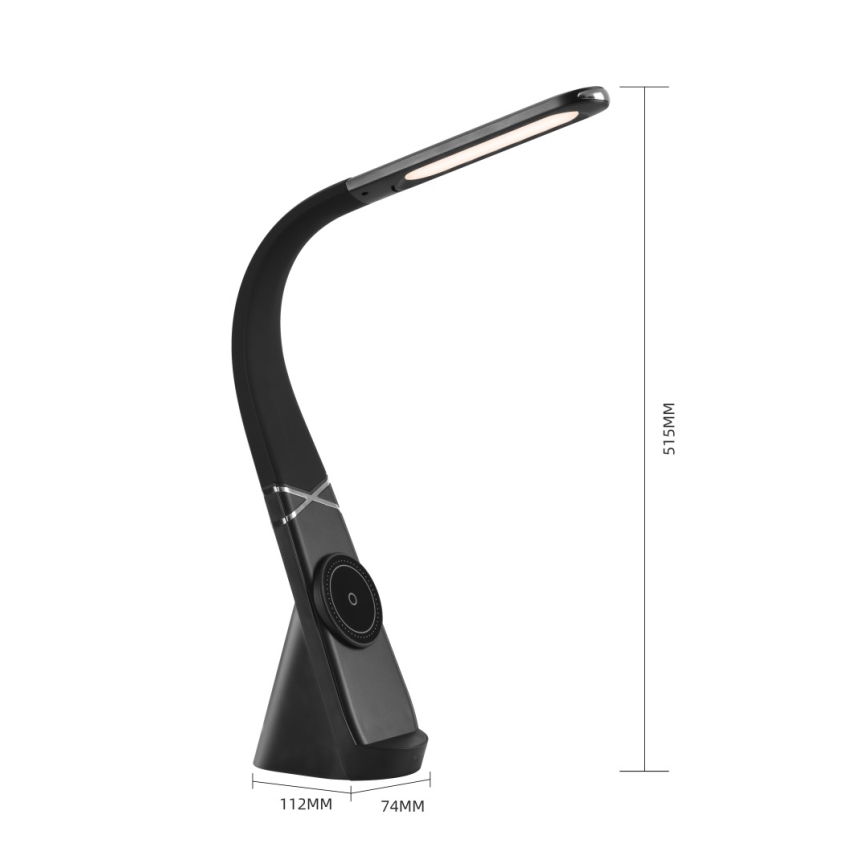Immax NEO 09110L - LED galda lampa ar regulējamu spilgtumu un bezvadu uzlādi MAGIC LED/5W/230V melna
