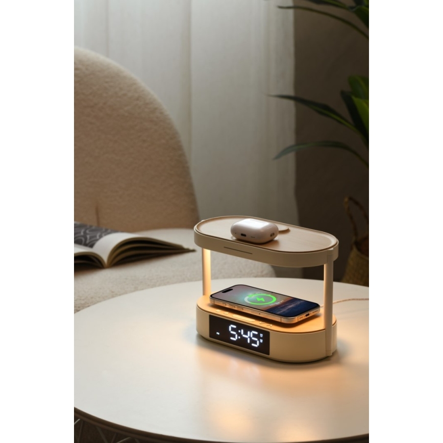 Immax NEO 09111L - LED regulējamā galda lampa ar modinātāju un uzlādi TRIPLE DOCK LED/1,5W/5V