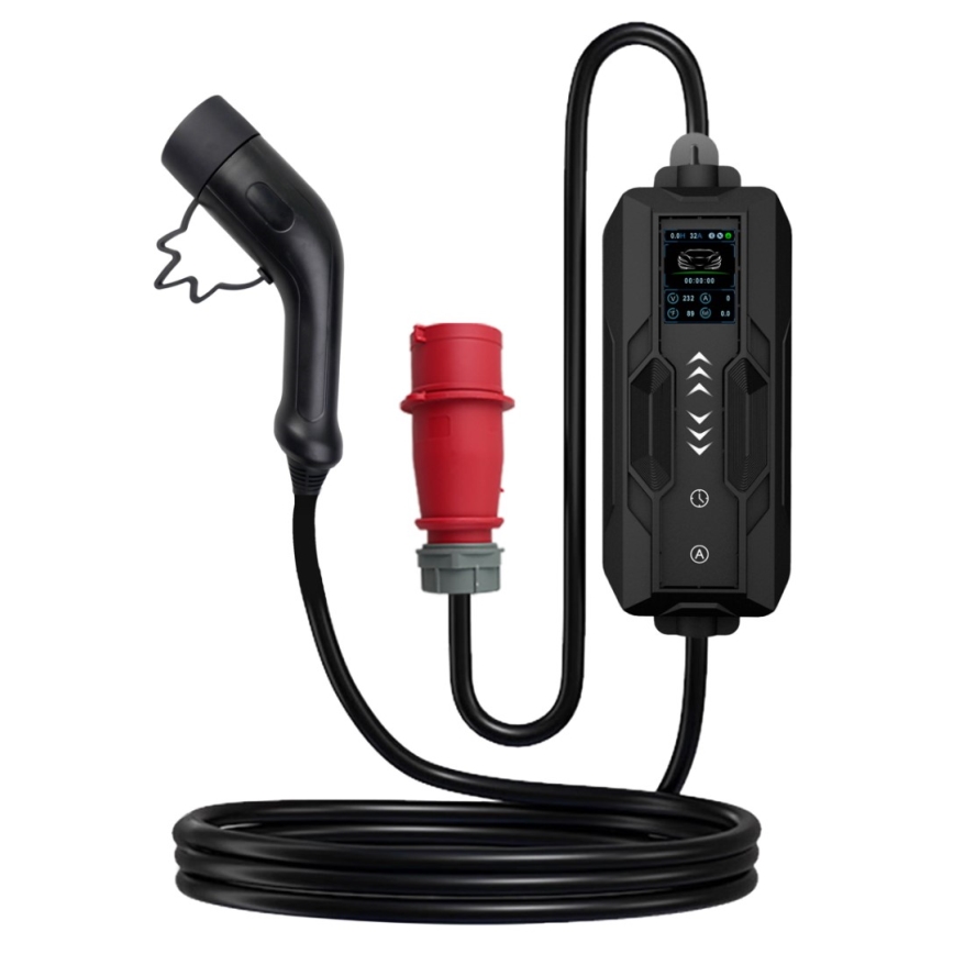 Immax - Ceļojumu uzlādes stacija elektromobiļiem EV AC Type 2 16A/380V 11kW + kontaktligzda 230V, 3,7kW 5m + soma