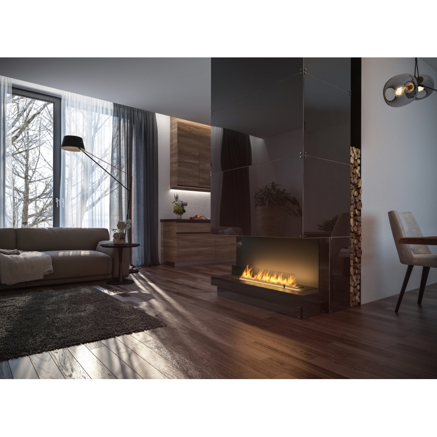 InFire - Iebūvējams BIO kamīns 100x45 cm 3kW melns