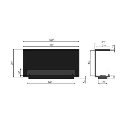 InFire - Iebūvējams BIO kamīns 100x50 cm 3kW melns