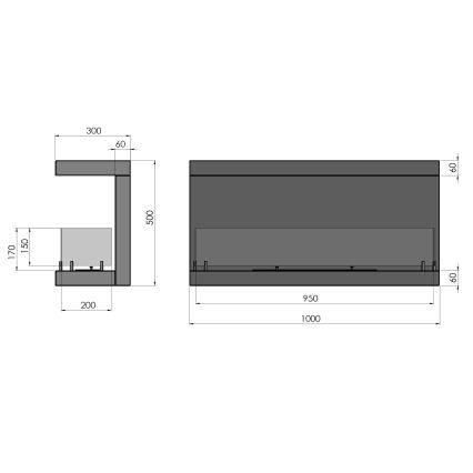 InFire - Iebūvējams BIO kamīns 100x50 cm 3kW melns