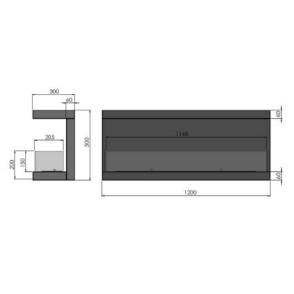 InFire - Iebūvējams BIO kamīns 120x50 cm 5kW melns