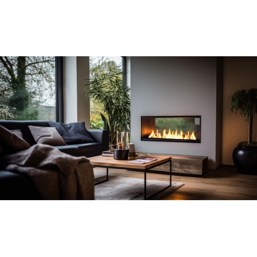 InFire - Iebūvējams BIO kamīns 48,5x123,5 cm 6kW melna