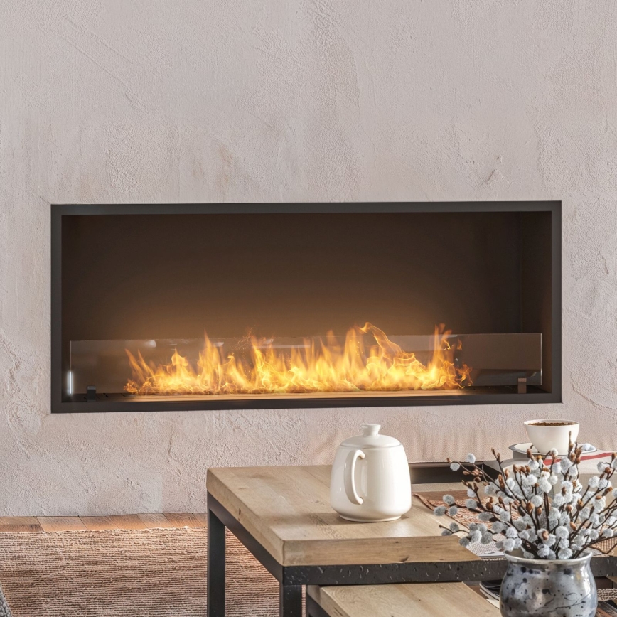 InFire - Iebūvējams BIO kamīns 49,4x124,4 cm 6kW melna