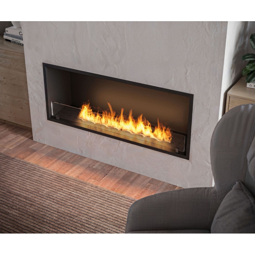 InFire - Iebūvējams BIO kamīns 49,4x124,4 cm 6kW melna