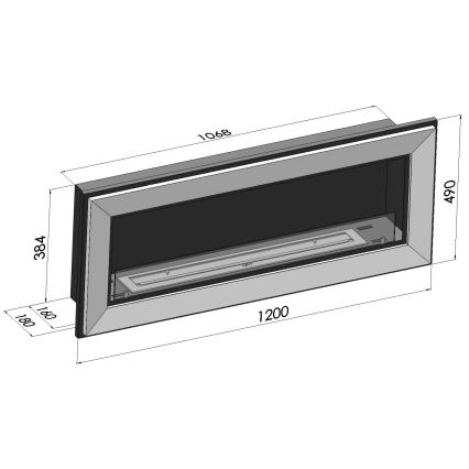 InFire - Iebūvējams BIO kamīns 49x120 cm 3kW melna