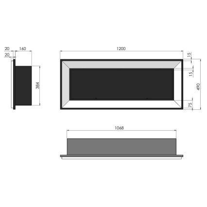 InFire - Iebūvējams BIO kamīns 49x120 cm 3kW melna