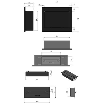 InFire - Iebūvējams BIO kamīns 49x60 cm 3kW melna