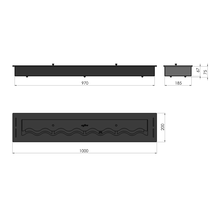 InFire - Iebūvējams BIO kamīns 7,5x100 cm 6kW melna