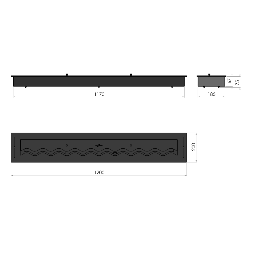 InFire - Iebūvējams BIO kamīns 7,5x120 cm 7kW melna