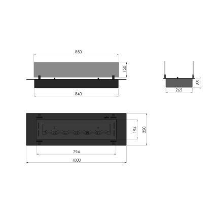 InFire - Iebūvējams BIO kamīns 8,5x100 cm 6kW melna