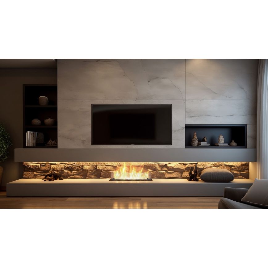 InFire - Iebūvējams BIO kamīns 8,5x60 cm 3,5kW melna