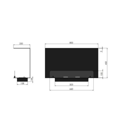 InFire - Iebūvējams BIO kamīns 80x45 cm 3kW melns