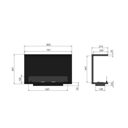 InFire - Iebūvējams BIO kamīns 80x45 cm 3kW melns