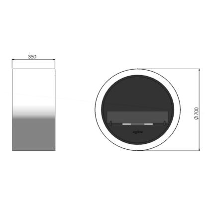 InFire - Piekarams BIO kamīns d. 70 cm 3kW melns