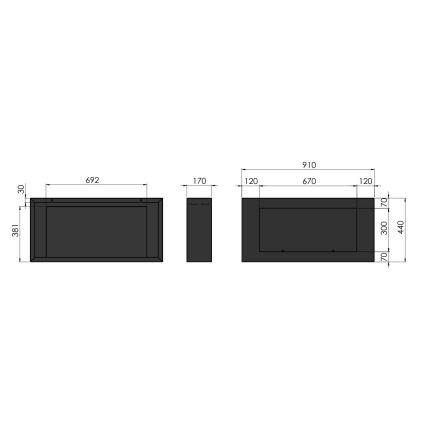 InFire - Sienas BIO Kamīns 44x91 cm 3kW melna