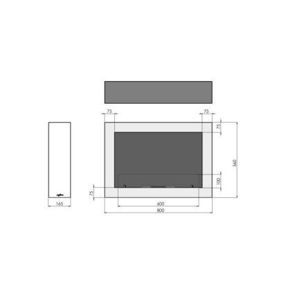 InFire - Sienas BIO kamīns 80x56 cm 3kW balts