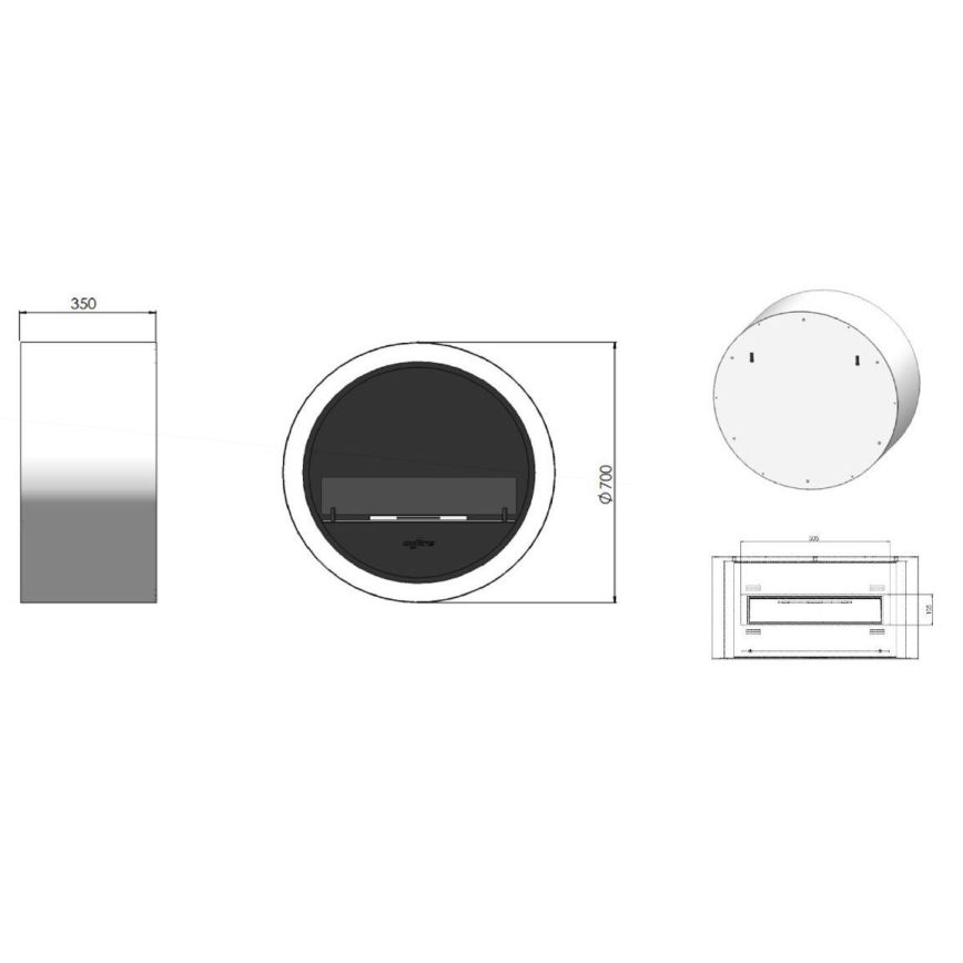 InFire - Sienas BIO kamīns d. 70 cm 3kW melns