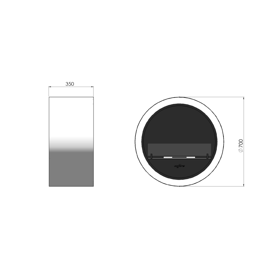 InFire - Sienas BIO kamīns d. 70 cm 3kW balts