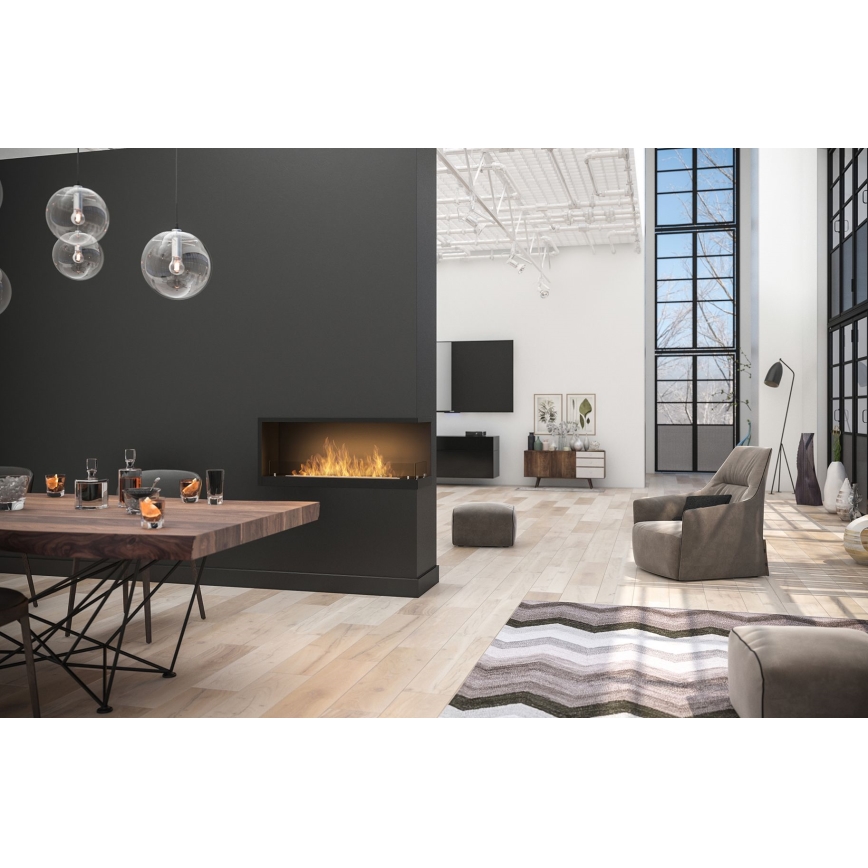 InFire - Stūra BIO kamīns 110x45 cm 3kW melna