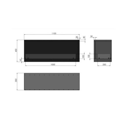 InFire - Stūra BIO kamīns 110x45 cm 3kW melns