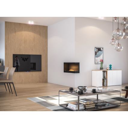 InFire - Stūra BIO Kamīns 45x90 cm 3kW melna