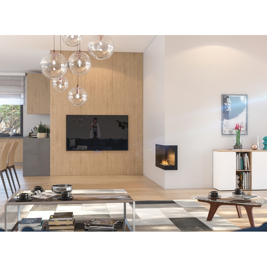 InFire - Stūra BIO Kamīns 45x90 cm 3kW melna