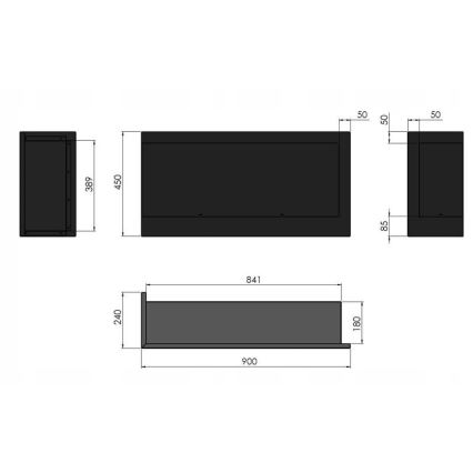 InFire - Stūra BIO Kamīns 45x90 cm 3kW melna