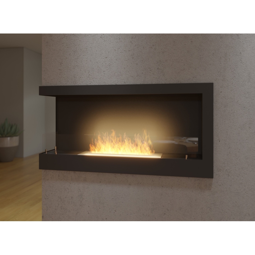 InFire - Stūra BIO Kamīns 45x90 cm 3kW melna