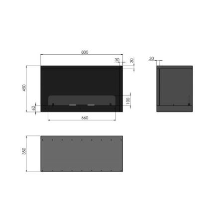 InFire - Stūra BIO kamīns 80x45 cm 3kW melns