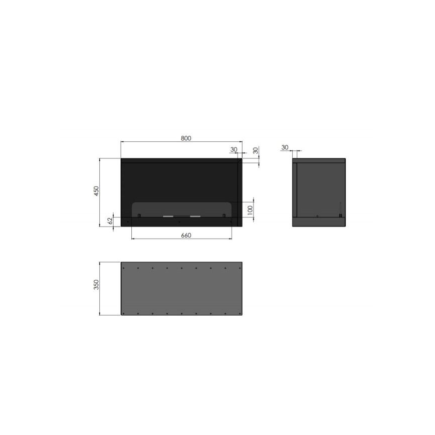InFire - Stūra BIO kamīns 80x45 cm 3kW melns