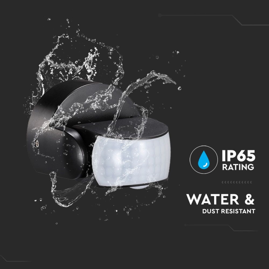 Infrasarkanais āra kustību sensors 180/360° 600W/230V IP65 melna