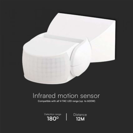 Infrasarkanais āra kustību sensors 180° 230V IP65 balta