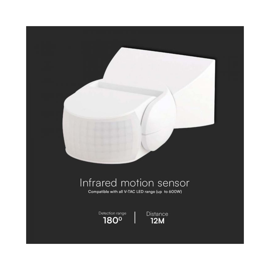 Infrasarkanais āra kustību sensors 180° 230V IP65 balta