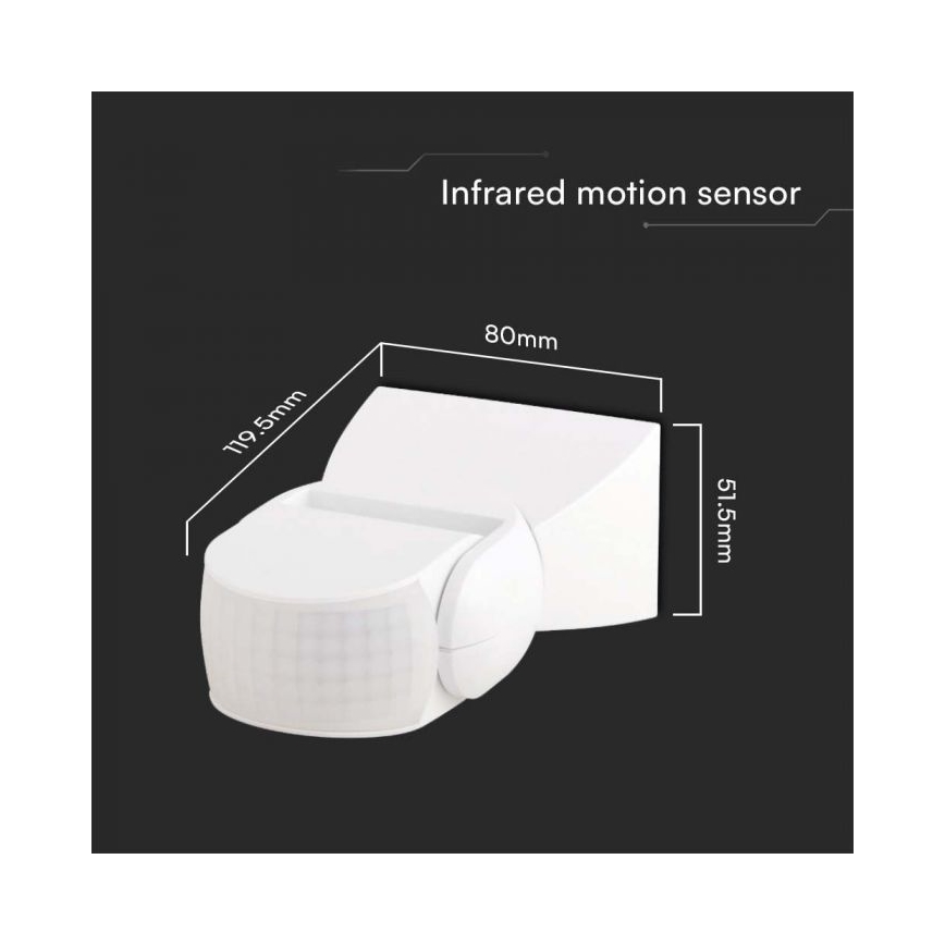 Infrasarkanais āra kustību sensors 180° 230V IP65 balta