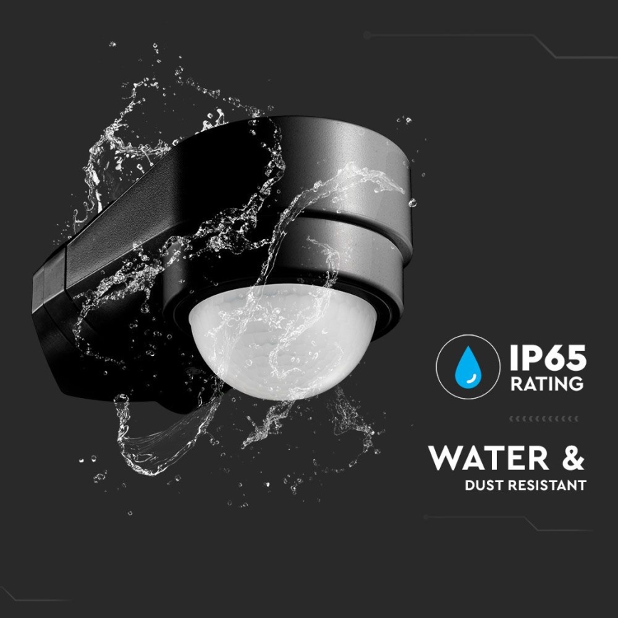 Infrasarkanais āra kustību sensors 240° 600W/230V IP65 melna