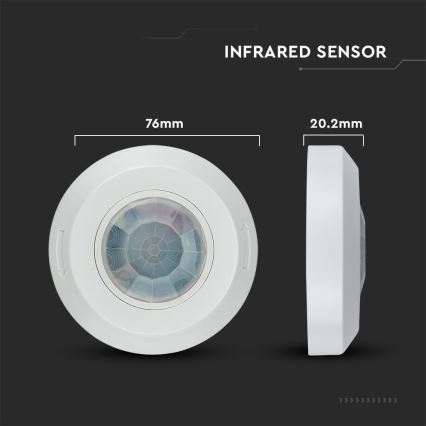 Infrasarkanais kustību sensors 360° 200W/230V balta