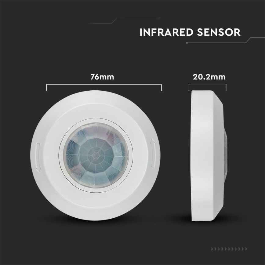 Infrasarkanais kustību sensors 360° 200W/230V balta