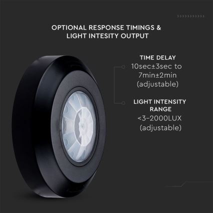 Infrasarkanais kustību sensors 360° 200W/230V melna